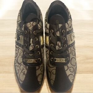 GUESS Women's Elegant Brown and Gold Sneakers. NEVER WORN